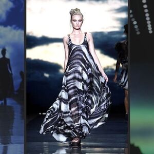 L.A.M.B. Vintage Chiffon Maxi Dress Size 2 Brown Strappy Flowy